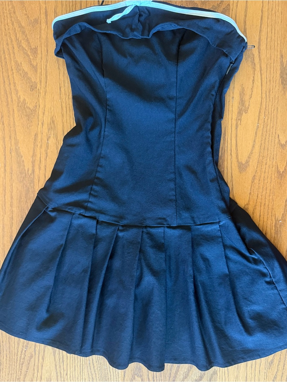 Strapless Black Pleated Skirt Dress